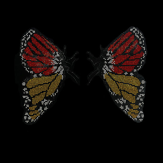 Rhinestop Twin Butterflies Rhinestone Iron on Design